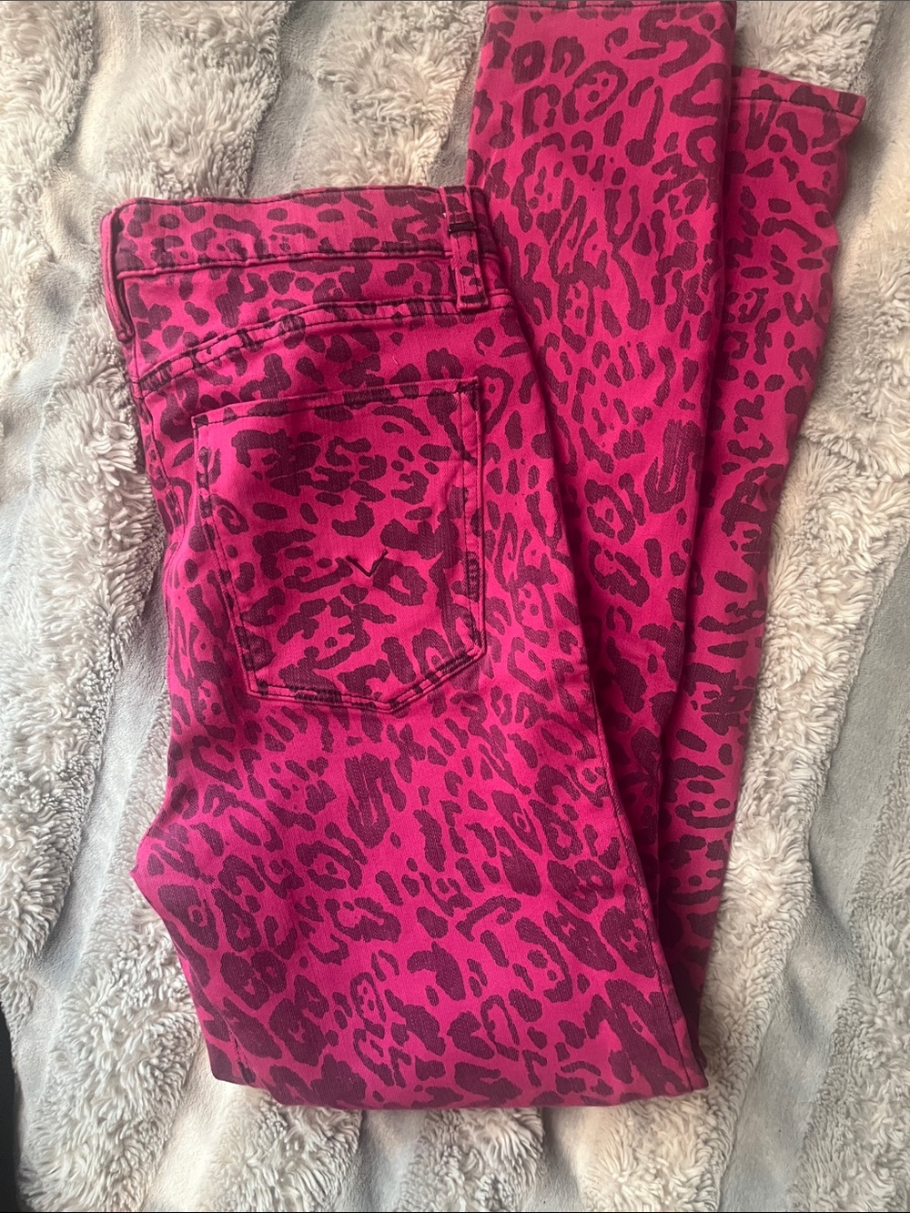 Hudson Jeans Bright Pink and Dark Fuchsia Leopard Print Denim - Picture 6 of 12